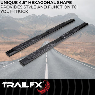 TrailFX A4 Hex Straight Step Bars Titanium Black: Fits Ram 1500 2009-2023 3.6L/5.7L
