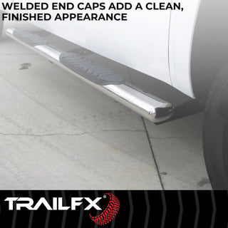 TrailFX 4" Oval Straight Step Bar Standard SS (RIGHT): Fits Ram 1500 / 2500 / 3500 2009-2023 w/ Step Pads