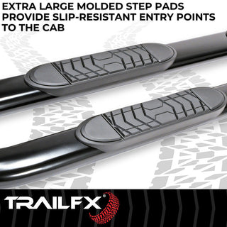 TrailFX 5" Oval Bent Step Bar: Ram 1500 2019-2024 w/ Step Pads - Black