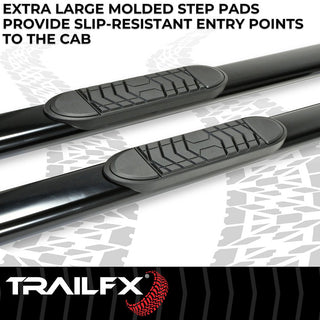 TrailFX 5" Oval Straight Step Bar Standard (RIGHT): Fits Ram 1500 / 2500 / 3500 2009-2023 w/ Step Pads - Black