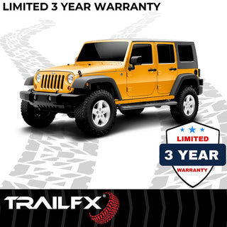 TrailFX 4" Oval Straight Step Bar (4 DR) Black: Jeep Wrangler JK 2007-2018 3.6L/3.8L V6