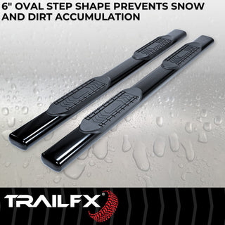 TrailFX 6" Oval Straight Step Bar Black: Fits Ram 1500-3500 2009-2023 w/ Step Pads