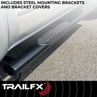 TrailFX 4" Oval Straight Step Bar (4 DR) Black: Jeep Wrangler JK 2007-2018 3.6L/3.8L V6