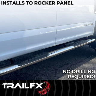 TrailFX 4" Oval Bent Step Bar Stainless: Fits Ram 1500-3500 2009-2022
