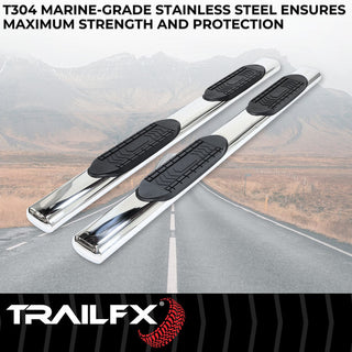 TrailFX 6" Oval Straight Step Bar SS: Ram 1500 2019-2024 w/ Step Pads