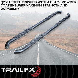 TrailFX 3" Round Step Bar Black: Fits Jeep Wrangler JL 2018-2026