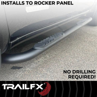 TrailFX 4" Oval Bent Step Bar: Jeep Gladiator 2020-2026 2.0L/3.0L - Black