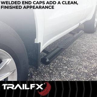 TrailFX 4" Oval Straight Step Bar Standard (RIGHT): Fits Ram 1500 / 2500 / 3500 2009-2023 w/ Step Pads - Black