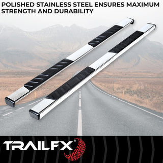 TrailFX 4" Trapezoid Step Bar Stainless: Fits Dodge Ram 1500-3500 2002-2009