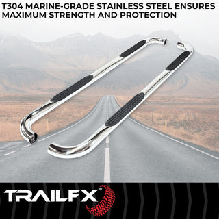 TrailFX 3" Round Stainless Step Bar (CREW): Fits Ram 1500-3500 2009-2023 w/ Step Pads