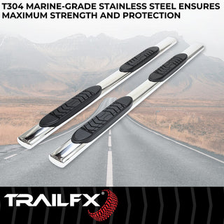 TrailFX 5" Oval Straight SS Step Bar: Jeep Gladiator 2020-2026 2.0L/3.0L