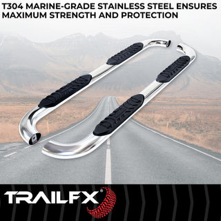 TrailFX 4" Oval Bent Step Bar SS: Fits Ram 1500 2009-2023 3.6L/5.7L