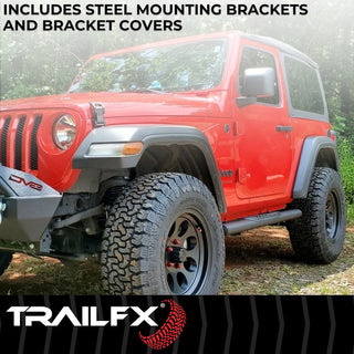 TrailFX 4" Oval Straight Step Bar: Jeep Gladiator 2020-2026 2.0L/3.0L - Black