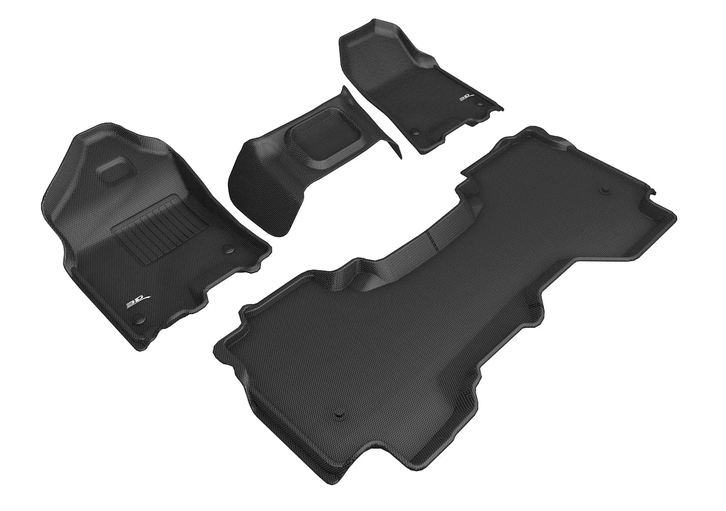 3D MAXpider ACE Kagu Floormats (Black, Both Rows): Dodge Ram 1500 Quad Cab w/ Bucket Front Row 2019 - 2024
