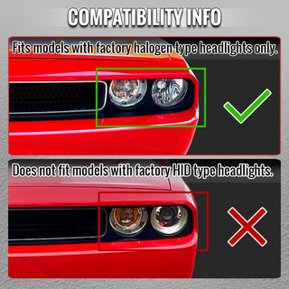 Spec D Projector Halo Headlights (Chrome w/ OUT Bulb): Dodge Challenger 2008 - 2014