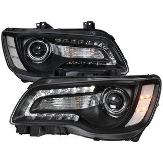 Spec D Projector Halo Headlights (Black w/ Clear Reflectors): Chrysler 300 2005 - 2010