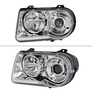Spec D Projector Halo Headlights (Chrome w/ OUT Bulb): Chrysler 300 2005 - 2010
