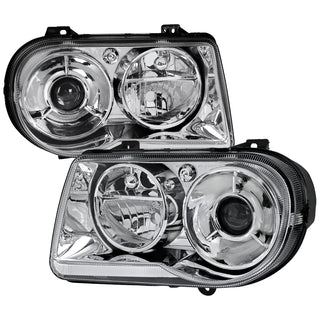 Spec D Projector Halo Headlights (Chrome w/ OUT Bulb): Chrysler 300 2005 - 2010