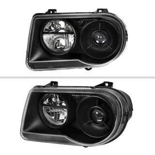 Spec D Projector Halo Headlights (Black w/ OUT Bulb): Chrysler 300 2005 - 2010
