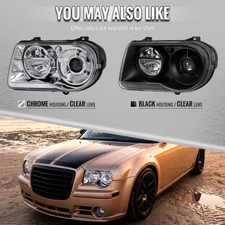 Spec D Projector Halo Headlights (Black w/ OUT Bulb): Chrysler 300 2005 - 2010