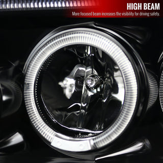 Spec D Dual Halo Projector Headlight Jet Black: Dodge Charger 2006-2010
