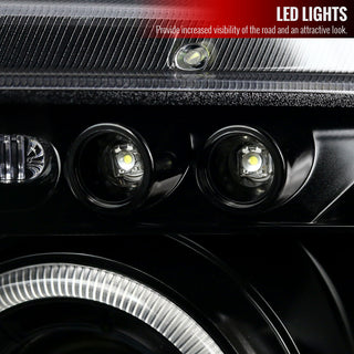 Spec D Dual Halo Projector Headlight Jet Black: Dodge Charger 2006-2010