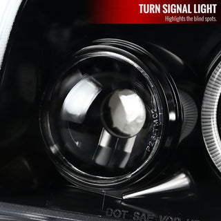 Spec D Dual Halo Projector Headlight Jet Black: Dodge Charger 2006-2010