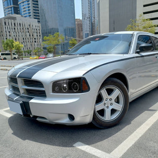 Spec D Dual Halo Projector Headlight Jet Black: Dodge Charger 2006-2010