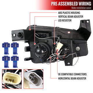 Spec D Dual Halo Projector Headlight Jet Black: Dodge Charger 2006-2010