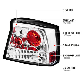 Spec D Altezza Tail Lights (Chrome): Dodge Charger 2006 - 2008