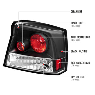 Spec D Altezza Tail Lights (Black): Dodge Charger 2006 - 2010