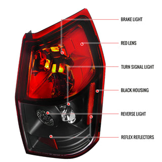 Spec D Altezza Tail Lights (Red w/ Black Bottom): Dodge Magnum 2005 - 2008