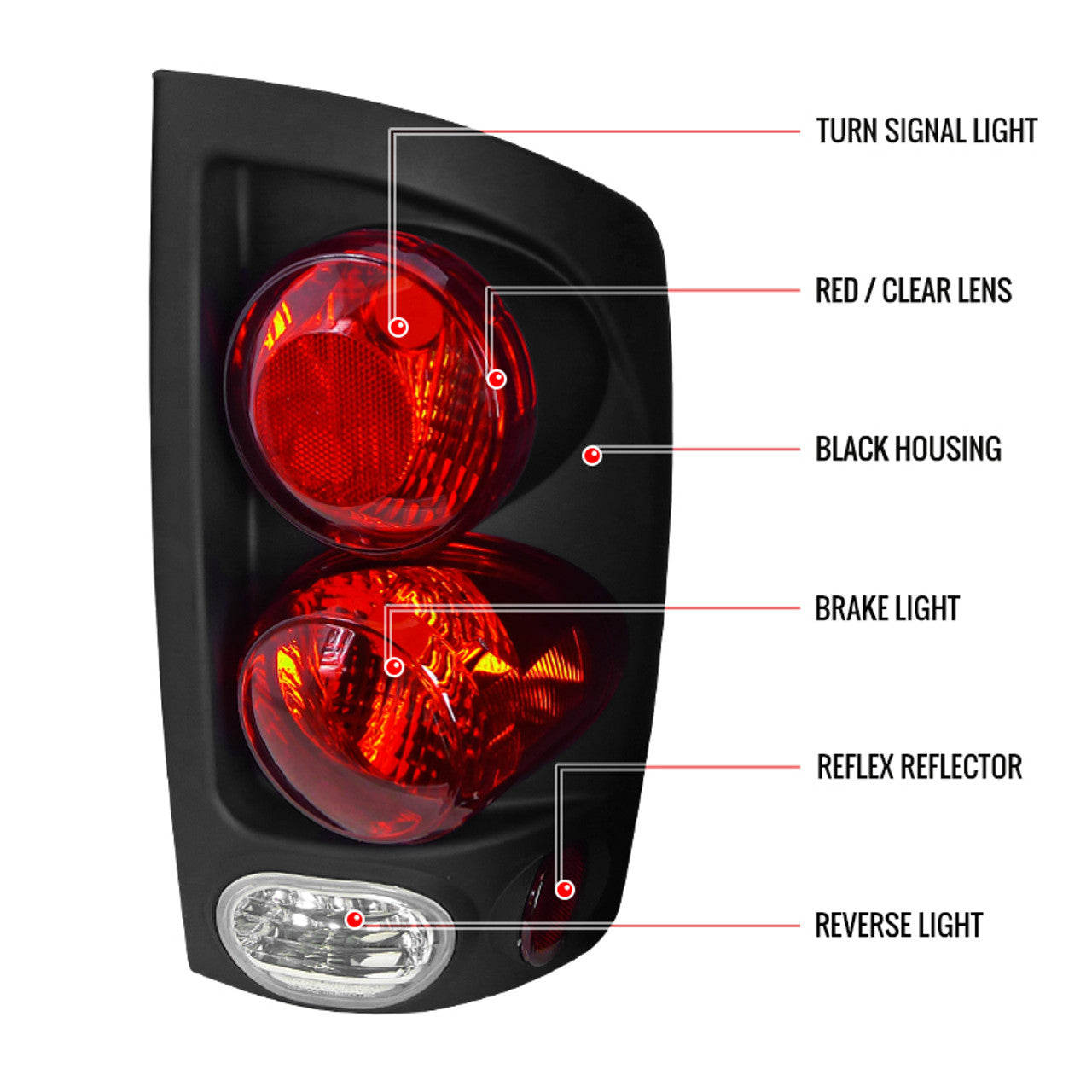 Spec D Euro 3D Tail Lights(Black): Dodge Ram 2002 - 2006