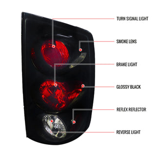 Spec D Euro Tail Lights (Dark Smoke): Dodge Ram 2002 - 2006
