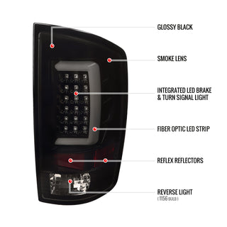 Spec D LED Tail Lights (Dark Smoke, G2): Dodge Ram 2007 - 2009