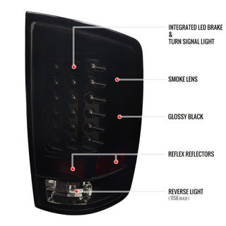 Spec D LED Tail Lights (Dark Smoke): Dodge Ram 2007 - 2009