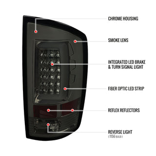 Spec D LED Tail Lights (Smoke, G2): Dodge Ram 2007 - 2009