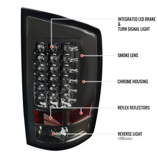 Spec D LED Tail Lights (Smoke): Dodge Ram 2007 - 2009