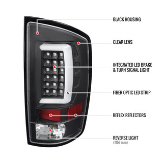 Spec D LED Tail Lights (Matte Black): Dodge Ram 2007 - 2009