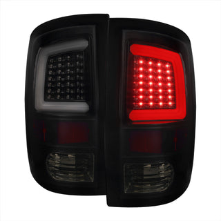 Spec D LED Tail Lights (Dark Smoke w/ White LED Bar): Dodge Ram 2009 - 2018