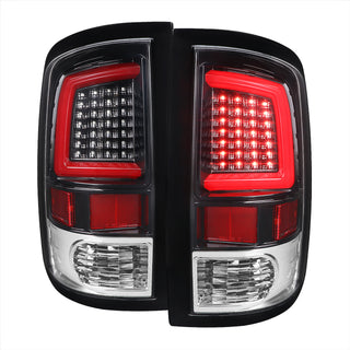Spec D LED Tail Lights (Glossy Black w/ Red LED Bar): Dodge Ram 2009 - 2018