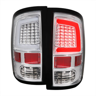 Spec D LED Tail Lights (Chrome w/ White LED Bar): Dodge Ram 2009 - 2018