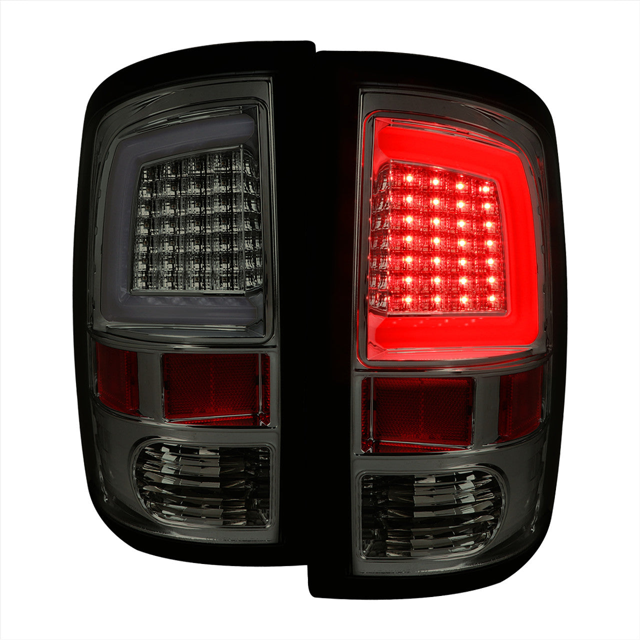 Spec D LED Tail Lights (Smoke w/ White LED Bar): Dodge Ram 2009 - 2018