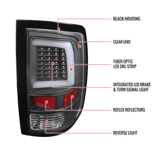 Spec D LED Tail Lights (Black w/ White LED Bar): Dodge Ram 2009 - 2018