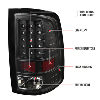 Spec D LED Tail Lights (Black, Version 2): Dodge Ram 2009 - 2018