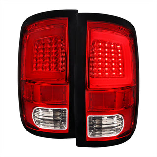 Spec D LED Tail Lights (Red w/ White LED Bar): Dodge Ram 2009 - 2018