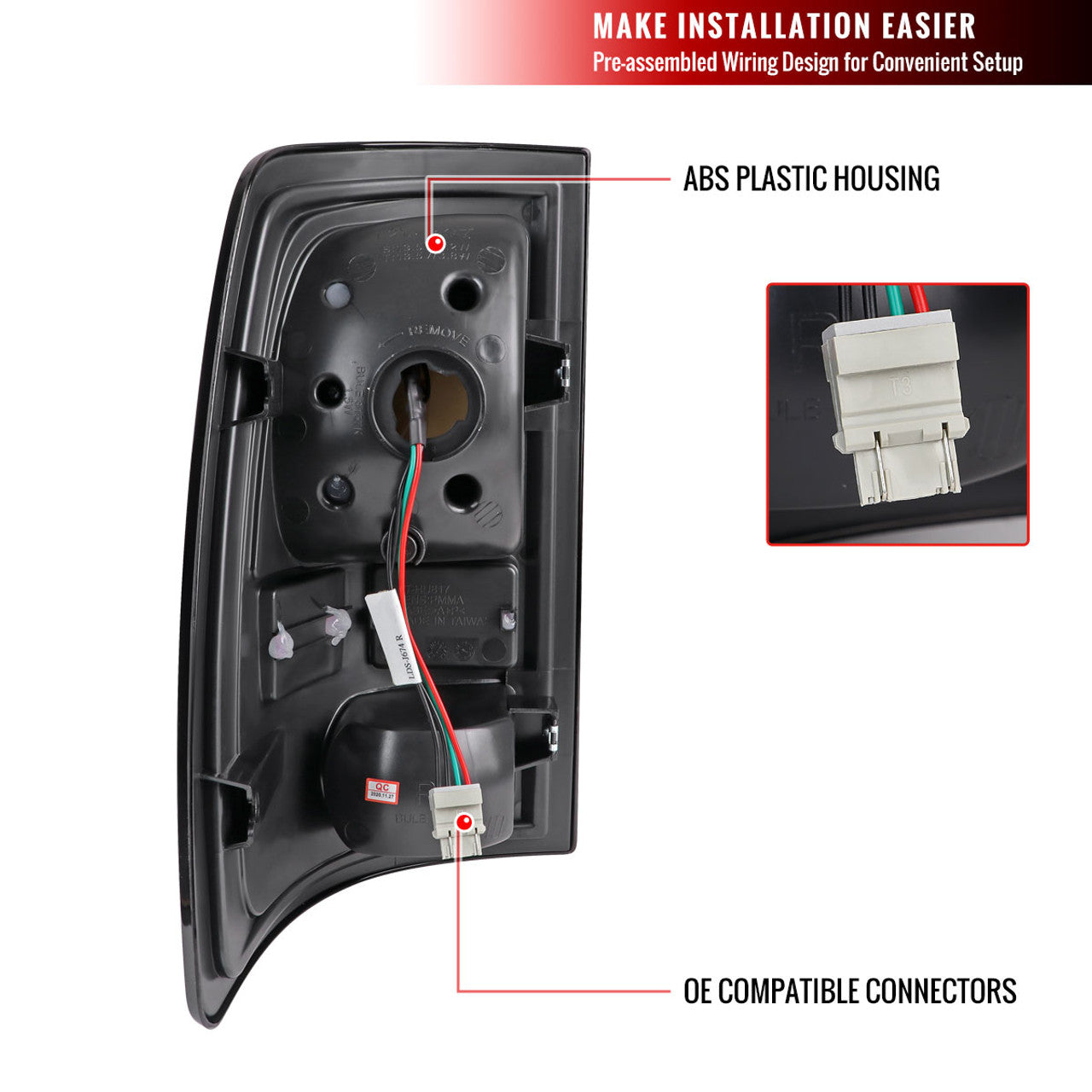 Spec D LED Tail Lights (Smoke w/ White LED Bar): Dodge Ram 2009 - 2018
