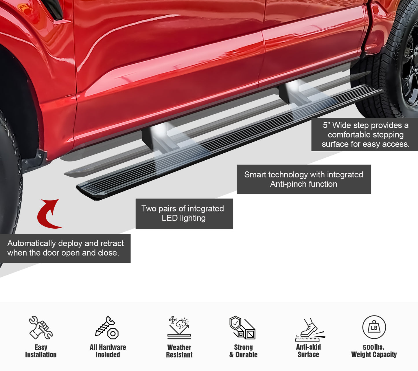 APS W Series Electric Running Boards (Pair) Quad Cab: Ram 1500 2013 - 2018