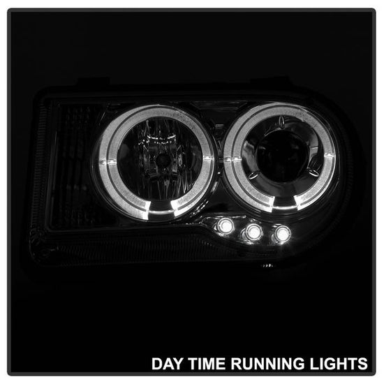 Spyder LED Dual Halo Projector Headlights (Smoke): Chrysler 300C 2005 - 2010