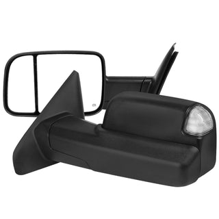 Spec D Mirrors SET w/ Turn Signal Light & Puddle Light (Manual-Fold, Heated, Black): Dodge Ram 2002 - 2009